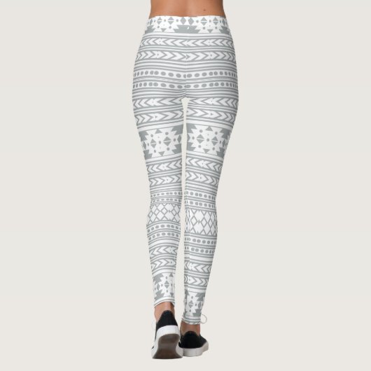 Grijs-witte Aztec-stam Leggings (Achterkant)