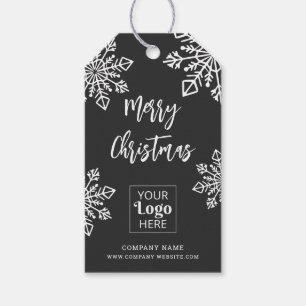 Grijs Witte Bedrijfslogo Kerstsneeuwvlok Cadeaulabel