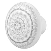 Grijs Witte Bloem Damask Mandala Keramische Knop (Rechts)
