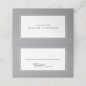 Grijs Witte Bruiloft Elegant Chic Rand Modern Plaatskaartje (Buitenkant ongevouwen)