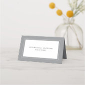 Grijs Witte Bruiloft Elegant Chic Rand Modern Plaatskaartje (Achterkant)