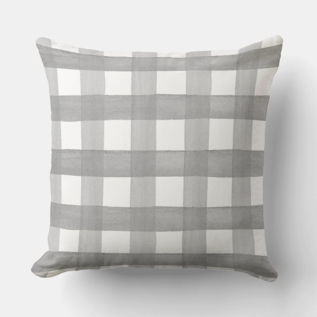 Grijs Witte Buffalo geruite Plaid Kussen (Voorkant)