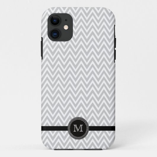 Grijs witte chevron monogram iphone 5 hoes (Achterkant)
