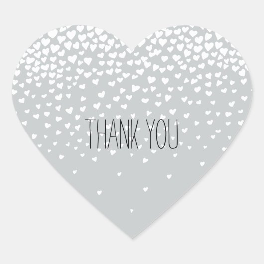 Grijs Witte Confetti Harten Hart Sticker (Voorkant)