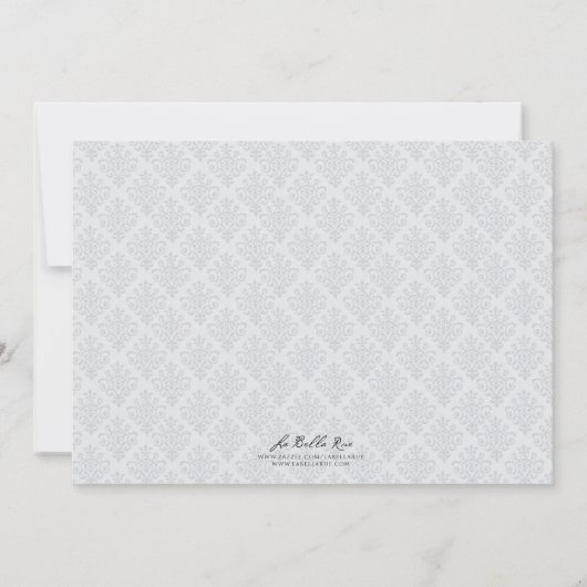 Grijs-witte Damask Eerste Communie Kaart (Achterkant)