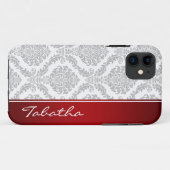 grijs witte Damask Red Monogram iPhone5 Case-Mate iPhone Case (Achterkant (horizontaal))