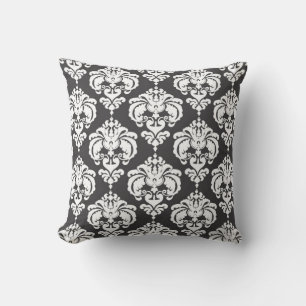 Grijs & Witte Damast Moderne Elegante Patroon Kussen