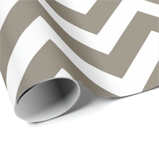 Grijs & Witte Dikke Chevron Huwelijk Verjaardag V3 Cadeaupapier (Rol Hoek)
