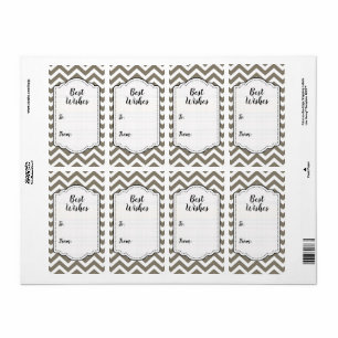 Grijs & Witte Dikke Chevron Huwelijk Verjaardag V3 Etiket