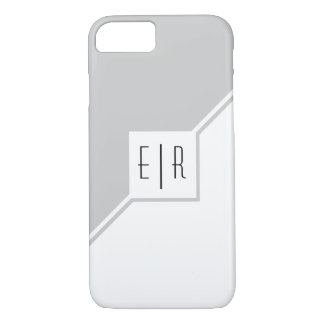 Grijs, witte driehoeken, monogram moderne geometri 	iPhone 8/7 hoesje