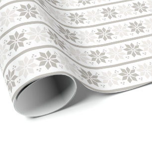 Grijs witte Elegante Sneeuwvlok Kerstvakantie Cadeaupapier