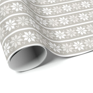 Grijs witte Elegante Sneeuwvlok Kerstvakantie Cadeaupapier