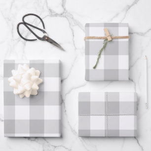 Grijs Witte Gingham Rut Karo Neutrale Boerderijsti Inpakpapier Vel