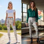 Grijs & Witte Glamourieuze Broek Leggings