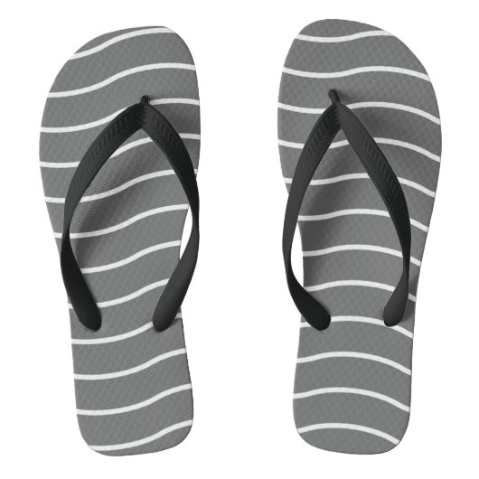 Grijs Witte Golfpatroon Flip Flops (Voetbed)