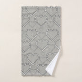 Grijs & Witte Hartjes Badkamer Handdoek Sets (Handdoek)