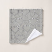 Grijs & Witte Hartjes Badkamer Handdoek Sets (Wasdoekje)