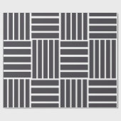 Grijs Witte Horizontale Verticale Strepen Cadeaupapier (Vlak)