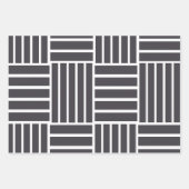 Grijs Witte Horizontale Verticale Strepen Inpakpapier Vel (Voorkant 3)