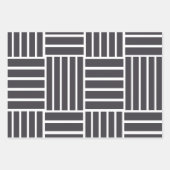 Grijs Witte Horizontale Verticale Strepen Inpakpapier Vel (Voorkant 2)
