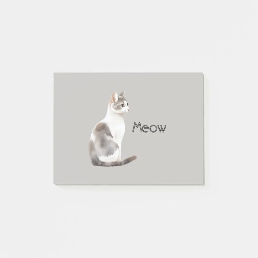 Grijs Witte Kat Post-it® Notes (Voorkant)