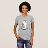 Grijs Witte Kat T-shirt (Voorkant volledig)