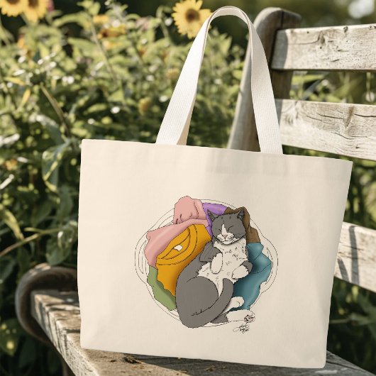 Grijs Witte Kattenhaar Wasmachine Grote Tote Bag
