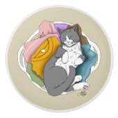 Grijs Witte Kattenhaar Wasmachine Keramische Knop (Voorkant)