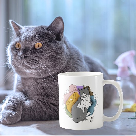 Grijs Witte Kattenhaar Wasmachine Koffiemok