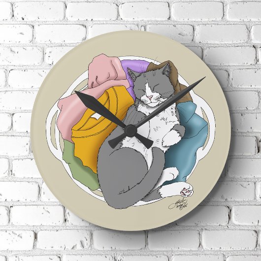 Grijs Witte Kattenhaar Wasmachine Ronde Klok