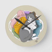 Grijs Witte Kattenhaar Wasmachine Ronde Klok (Voorkant)