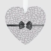 Grijs Witte Luipaard Lint Boog Diamant Ornament (voorkant)
