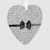Grijs Witte Luipaard Lint Boog Diamant Ornament (voorkant)