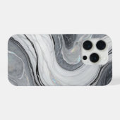 Grijs Witte Marmer Draai Holografisch Luxe iPhone Hoesje (Achterkant horizontaal)