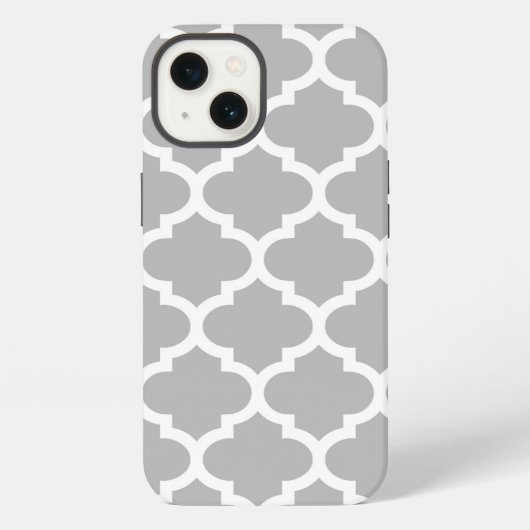 Grijs Witte Marokkaans Quatrefoil Patroon #5 V iPhone Hoesje (Achterkant)