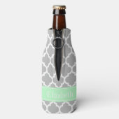 Grijs Witte Marokkaanse #5 Mint Naam Monogram Flesjeskoeler (Fles Achterkant)