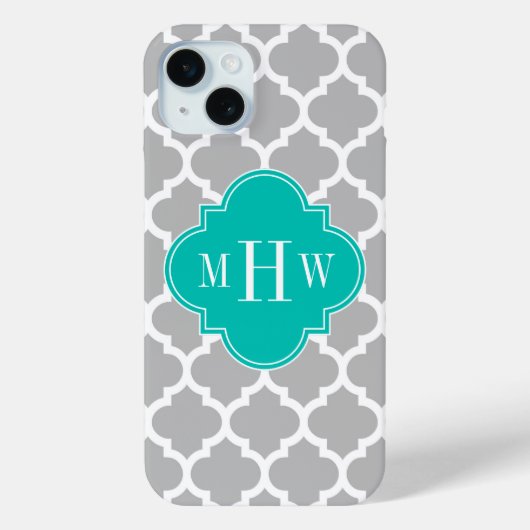 Grijs Witte Marokkaanse #5 Turquoise 3 Initiële Mo Case-Mate iPhone Case (Achterkant)