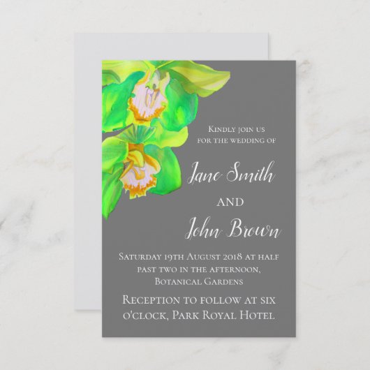 Grijs-witte moderne, eenvoudige orchidee-bloembrui kaart (Voorkant / Achterkant)