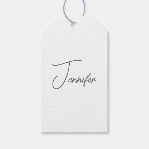 Grijs Witte Moderne Minimalistische Handgeschreven Cadeaulabel