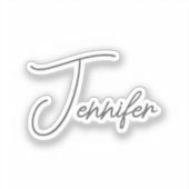 Grijs Witte Moderne Minimalistische Handgeschreven Sticker (Voorkant)