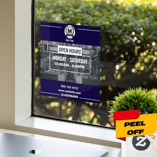 Grijs Witte Monochroom Eenvoudige Openingsuren Win Raamsticker