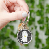 Grijs & Witte PBGV Cartoon Hond Sleutelhanger (Hand)
