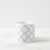 Grijs Witte Quatrefoil | Uw Monogram Espresso Kop (Voorkant)