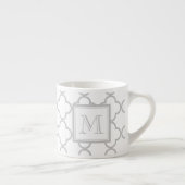 Grijs Witte Quatrefoil | Uw Monogram Espresso Kop (Rechts)