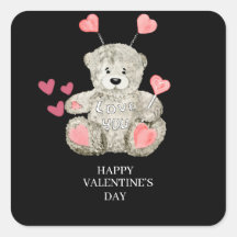 Grijs witte roze Valentijnsdag teddy beer sticker