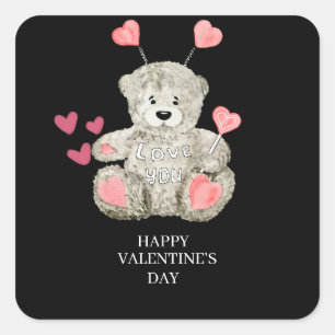 Grijs witte roze Valentijnsdag teddy beer sticker