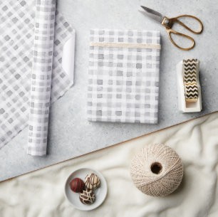 Grijs Witte Schotlandse Strepen Verjaardag Cadeaupapier