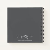 Grijs Witte Script Je Naam Poëzie Notitieboek (Achterkant)