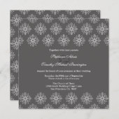 Grijs + witte sneeuwvlokken wintertrouwuitnodiging kaart (Voorkant / Achterkant)