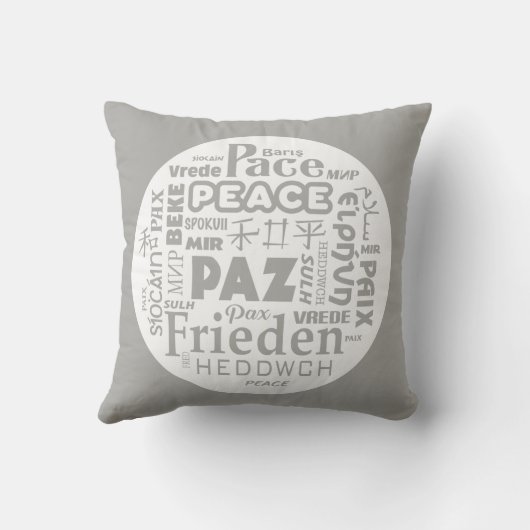 Grijs/witte speldenkussen/vrede in meerdere talen kussen (Achterkant)